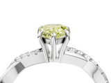 White gold Fancy Yellow Pear  Cut Diamond Twisted Band with Pavé Setting and Four-Prong Setting_48