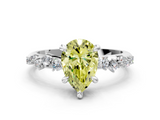 White gold Fancy Yellow Pear  Cut Diamond Vine Band with Four-Prong Setting_54