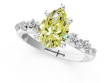 White gold Fancy Yellow Pear  Cut Diamond Vine Band with Four-Prong Setting_55