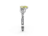 White gold Fancy Yellow Pear  Cut Diamond with Milgrain Marquise and Bezel Accents on a Solitaire Band with Prong Setting_208