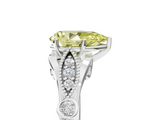 White gold Fancy Yellow Pear  Cut Diamond with Milgrain Marquise and Bezel Accents on a Solitaire Band with Prong Setting_214