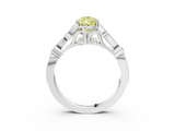 White gold Fancy Yellow Pear  Cut Diamond with Milgrain Marquise and Bezel Accents on a Solitaire Band with Prong Setting_216