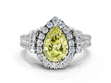 White gold Fancy Yellow Pear  Cut Double Halo Diamond Engagement Ring with Pave Band and Four-Prong Setting_54