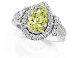 White gold Fancy Yellow Pear  Cut Double Halo Diamond Engagement Ring with Pave Band and Four-Prong Setting_55