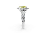White gold Fancy Yellow Pear  Cut Double Halo Diamond Engagement Ring with Pave Band and Four-Prong Setting_56