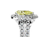 White gold Fancy Yellow Pear  Cut Double Halo Diamond Engagement Ring with Pave Band and Four-Prong Setting_59