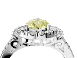 White gold Fancy Yellow Pear  Cut Double Halo Diamond Engagement Ring with Pave Band and Four-Prong Setting_59