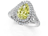White gold Fancy Yellow Pear  Cut Double Halo Split Shank Diamond Ring with Prong Setting_50