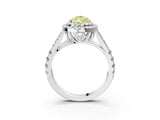 White gold Fancy Yellow Pear  Cut Double Halo Split Shank Diamond Ring with Prong Setting_53