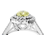 White gold Fancy Yellow Pear  Cut Double Halo Split Shank Diamond Ring with Prong Setting_53