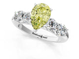 White gold Fancy Yellow Pear  Cut Five-Stone Prong Set Diamond Ring with Classic Band_32