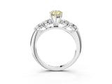 White gold Fancy Yellow Pear  Cut Five-Stone Prong Set Diamond Ring with Classic Band_34