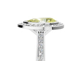White gold Fancy Yellow Pear Cut Halo Bezel Diamond Pave Band Ring_5