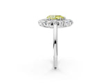 White gold Fancy Yellow Pear Cut Halo Cluster Diamond Ring with Pave Band and Four-Prong Setting_14