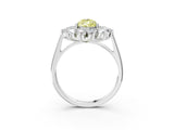 White gold Fancy Yellow Pear Cut Halo Cluster Diamond Ring with Pave Band and Four-Prong Setting_15