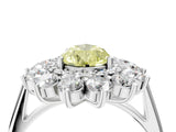 White gold Fancy Yellow Pear Cut Halo Cluster Diamond Ring with Pave Band and Four-Prong Setting_16