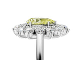 White gold Fancy Yellow Pear Cut Halo Cluster Diamond Ring with Pave Band and Four-Prong Setting_17