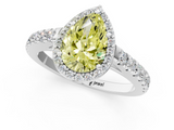White gold Fancy Yellow Pear  Cut Halo Diamond Engagement Ring with Pave Band and Four-Prong Setting_29