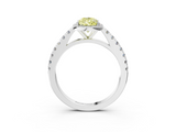 White gold Fancy Yellow Pear  Cut Halo Diamond Engagement Ring with Pave Band and Four-Prong Setting_31