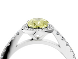 White gold Fancy Yellow Pear  Cut Halo Diamond Engagement Ring with Pave Band and Four-Prong Setting_32