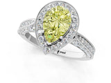 White gold Fancy Yellow Pear Cut Halo Diamond Engagement Ring with Split Shank Band and Four-Prong Setting_13