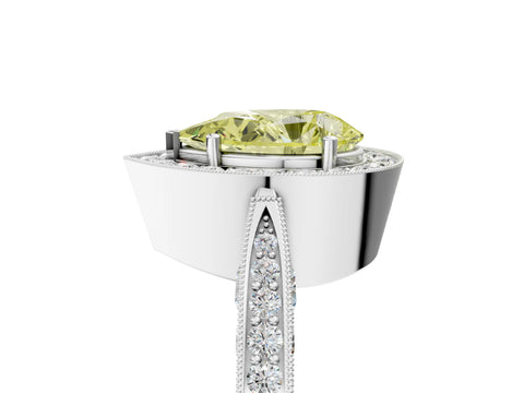 White gold Fancy Yellow Pear Cut Halo Diamond Engagement Ring with Split Shank Band and Four-Prong Setting_17