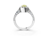 White gold Fancy Yellow Pear Cut Halo Diamond Engagement Ring with Split Shank Band and Four-Prong Setting_3