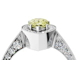White gold Fancy Yellow Pear Cut Halo Diamond Engagement Ring with Split Shank Band and Four-Prong Setting_4