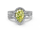White gold Fancy Yellow Pear  Cut Halo Diamond Engagement Ring with Split Shank and Four-Prong Setting_20