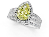 White gold Fancy Yellow Pear  Cut Halo Diamond Engagement Ring with Split Shank and Four-Prong Setting_21