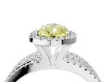 White gold Fancy Yellow Pear  Cut Halo Diamond Engagement Ring with Split Shank and Four-Prong Setting_24