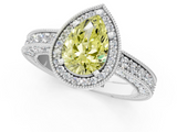 White gold Fancy Yellow Pear  Cut Halo Diamond Pave Band Ring with Four-Prong Setting_46