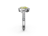 White gold Fancy Yellow Pear  Cut Halo Diamond Pave Band Ring with Four-Prong Setting_47