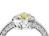 White gold Fancy Yellow Pear  Cut Halo Diamond Pave Band Ring with Four-Prong Setting_49