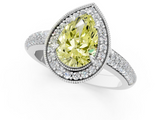 White gold Fancy Yellow Pear  Cut Halo Diamond Pave Band with Four-Prong Setting_38