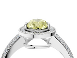 White gold Fancy Yellow Pear  Cut Halo Diamond Pave Band with Four-Prong Setting_41