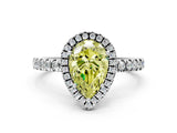 White gold Fancy Yellow Pear Cut Halo Diamond Pave Band with Prong Setting