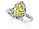 White gold Fancy Yellow Pear Cut Halo Diamond Pave Band with Prong Setting_1