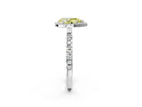 White gold Fancy Yellow Pear Cut Halo Diamond Pave Band with Prong Setting_2