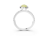 White gold Fancy Yellow Pear Cut Halo Diamond Pave Band with Prong Setting_3
