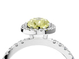 White gold Fancy Yellow Pear Cut Halo Diamond Pave Band with Prong Setting_4