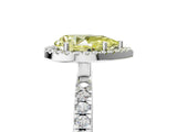 White gold Fancy Yellow Pear Cut Halo Diamond Pave Band with Prong Setting_5