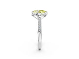 White gold Fancy Yellow Pear  Cut Halo Diamond Ring with Channel Set Band and Four-Prong Setting_34