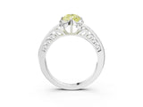 White gold Fancy Yellow Pear  Cut Halo Diamond Ring with Channel Set Band and Four-Prong Setting_35