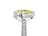 White gold Fancy Yellow Pear  Cut Halo Diamond Ring with Channel Set Band and Four-Prong Setting_37