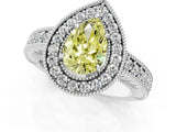 White gold Fancy Yellow Pear  Cut Halo Diamond Ring with Pavé Band and Four-Prong Setting_69