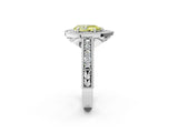White gold Fancy Yellow Pear  Cut Halo Diamond Ring with Pavé Band and Four-Prong Setting_71