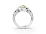 White gold Fancy Yellow Pear  Cut Halo Diamond Ring with Pavé Band and Four-Prong Setting_72