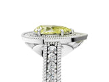 White gold Fancy Yellow Pear  Cut Halo Diamond Ring with Pavé Band and Four-Prong Setting_74