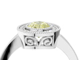 White gold Fancy Yellow Pear  Cut Halo Diamond Ring with Pavé Band and Milgrain Prong Setting_36